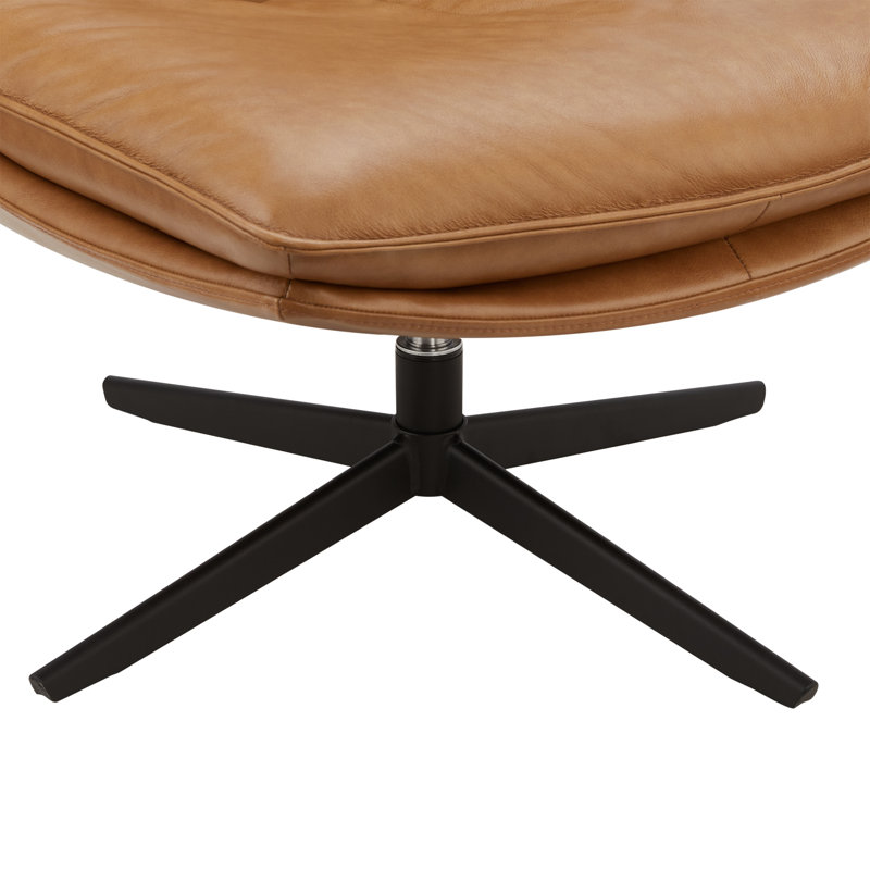 Chaise longue pivotante en cuir véritable avec repose-pieds, Zurich caramel