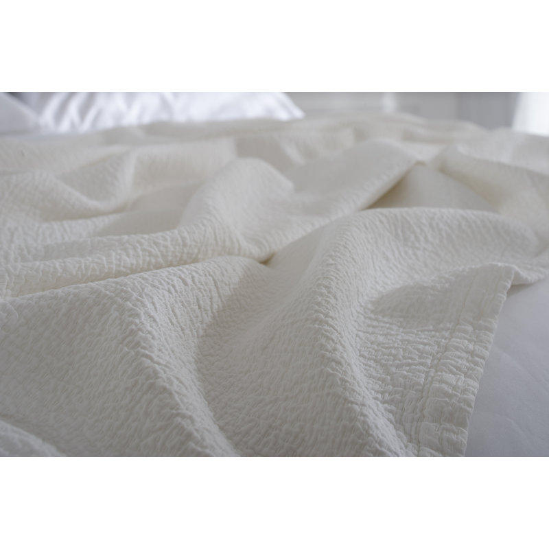 Guimraes Cotton Solid Colour Bedspread, White