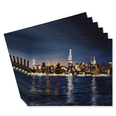 Blurry City Night Polyester Placemats Set of 6 - Home Decor