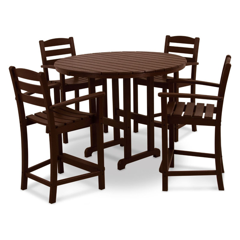 Ensemble de comptoir de ferme 5 pièces POLYWOOD La Casa Café, Acajou