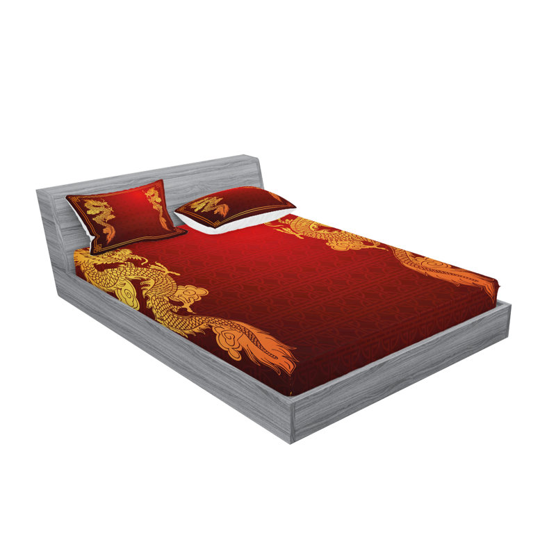 Drap-housse et coussin décoratif Ambesonne, Ensemble de draps pour très grand lit + 5 pièces