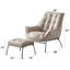 Fauteuil d'appoint et repose-pieds en cuir grainé kaki Zusa