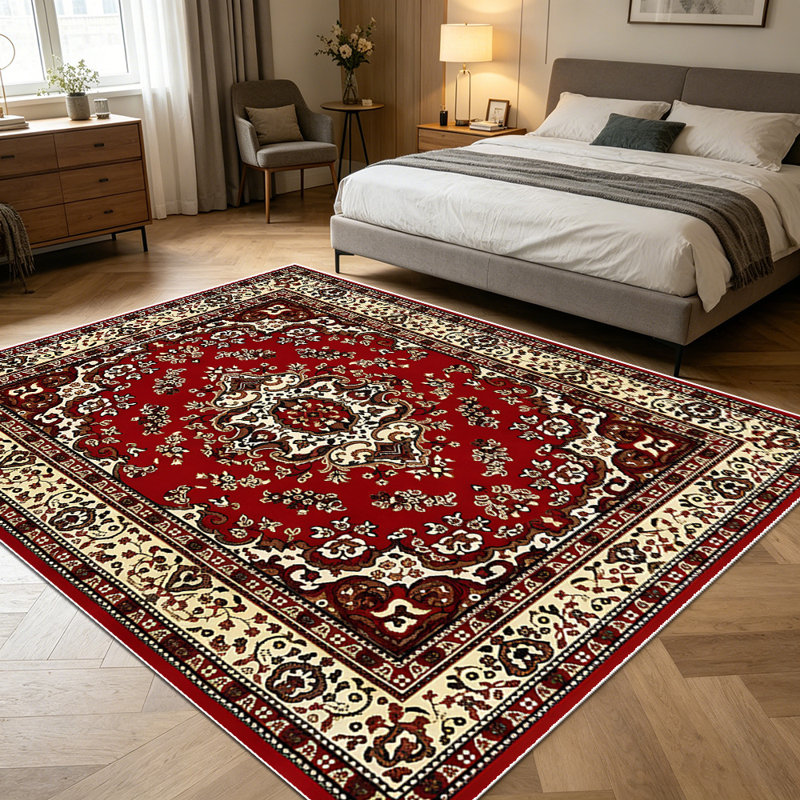 1PC Traditional Persian Vintage Red Floral Medallion area rugs for Living Room, Soft and Comfortable, Suitable for all seasons, easy-to-maintain, machine washable Indoor floor mat, Under Table Farmhouse suitable for dining room, bedroom, entryway.