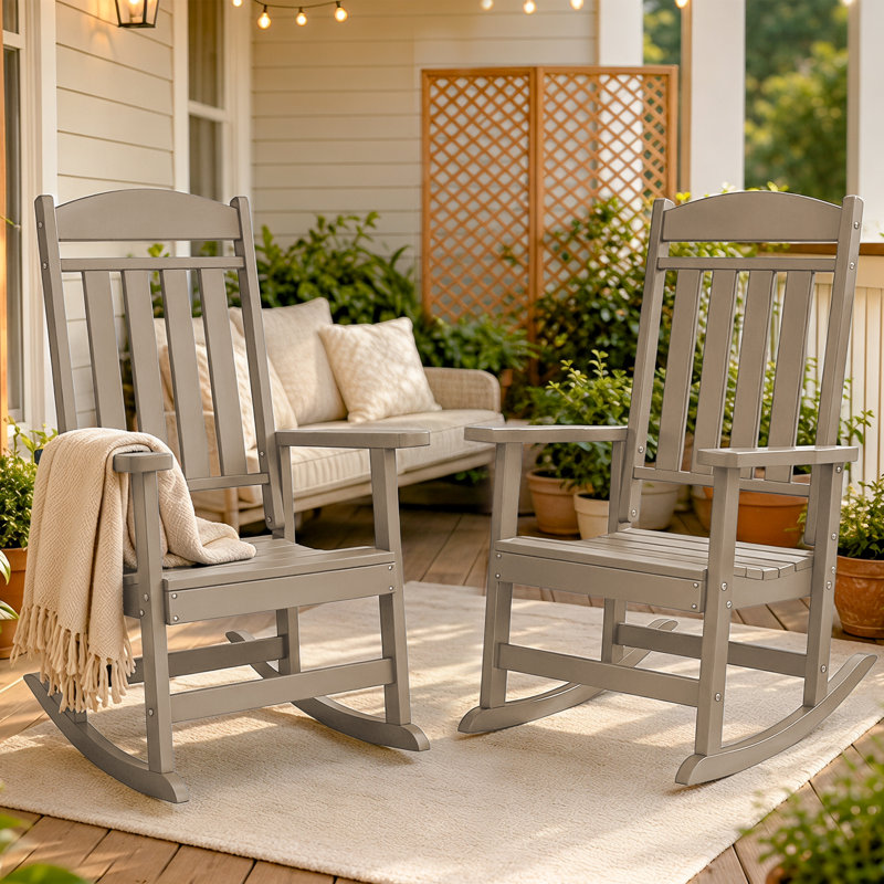 Chaise berçante pour l'extérieur en PEHD Oxing, Brun