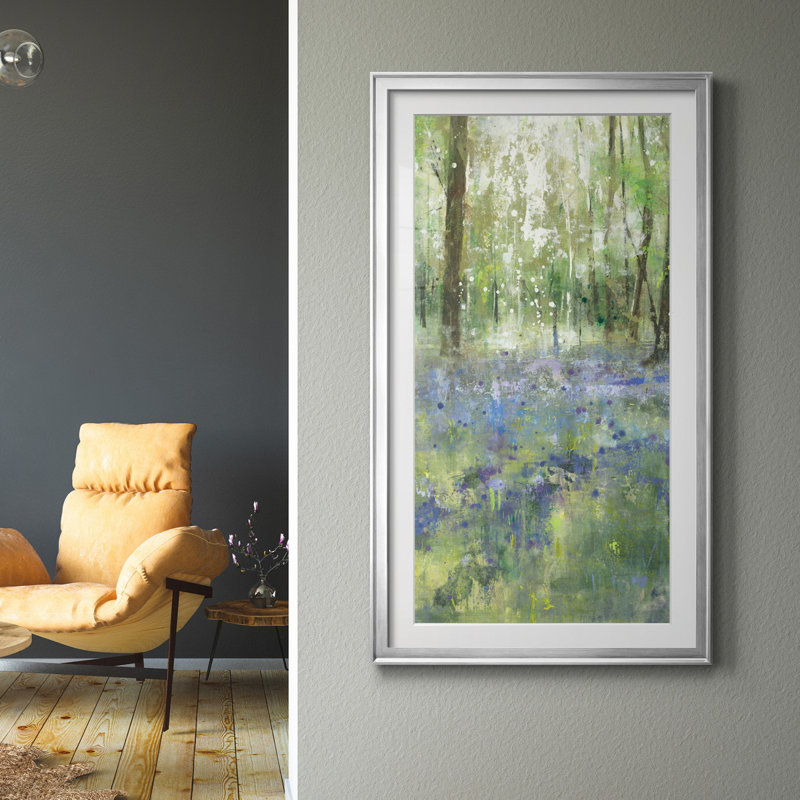 Lavender Hill II - reproduction d'art, H 14,5 po x l 26,5 po x P 1,5 po, Papier avec cadre argenté, Blanc