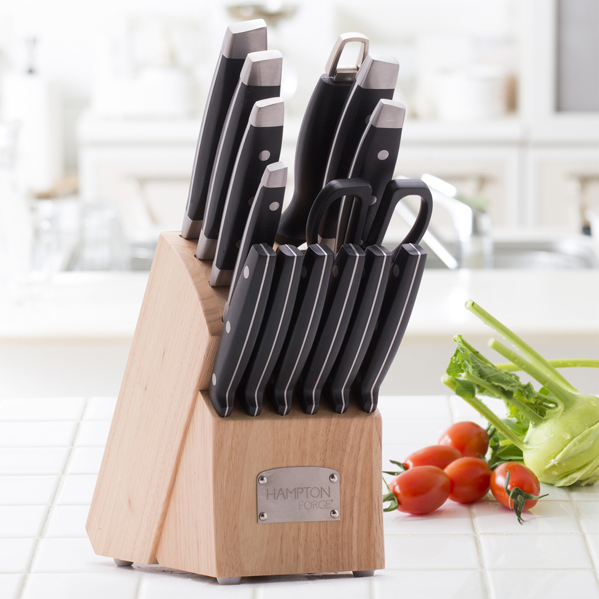 Knife Set, Astercook 15 Pieces Knife Sets for Kitchen with Block Triple  Rivet High Carbon Stainless Steel Kitchen Knife Set with Sharpener,  Dishwasher
