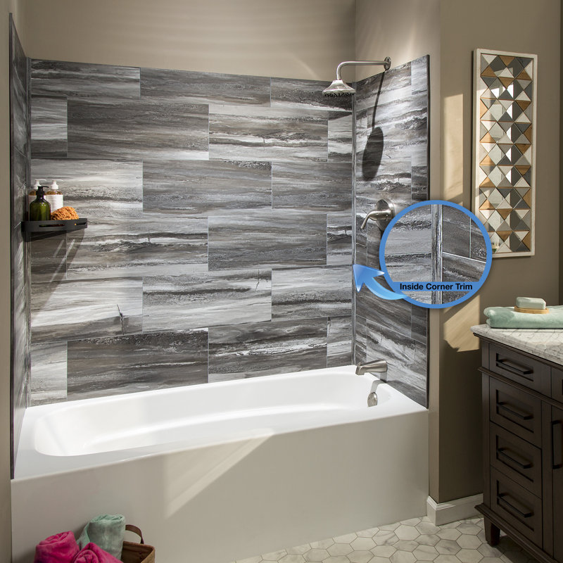 Palisade 23.2 in. x 11.1 in. Tile Shower and Tub Surround Kit, Prado Granite