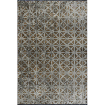 Rapture Brown/Greige Geometric Luxury Area Rug