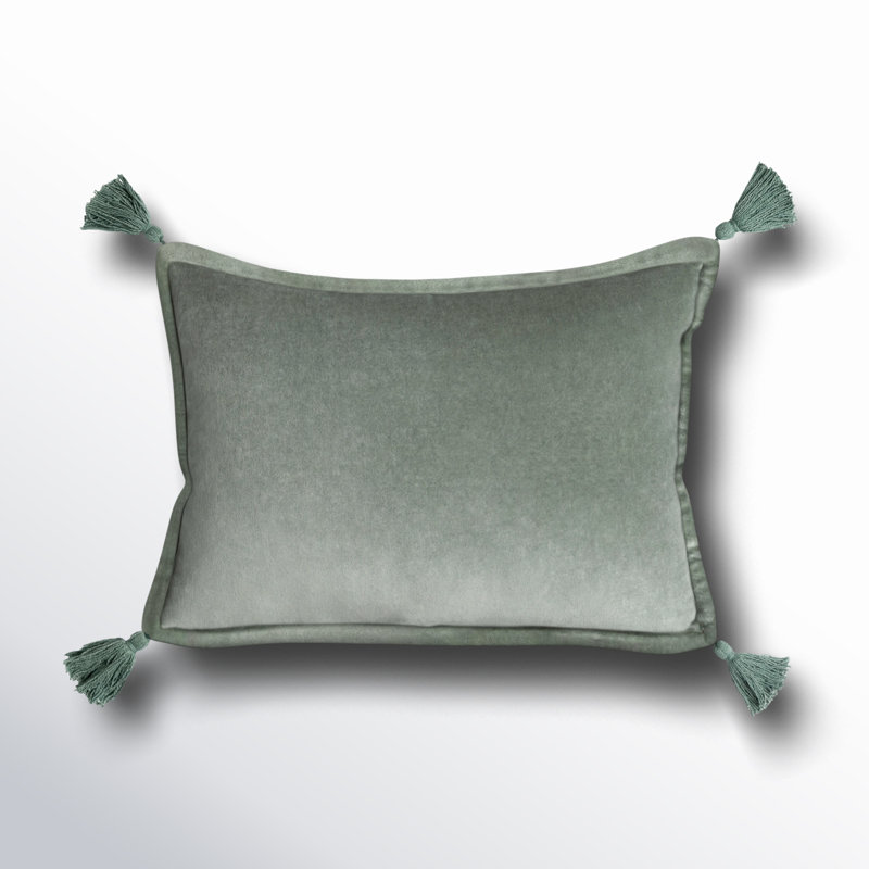 Norwin Tassels Cotton Throw Pillow, Polyester/Polyfill, Sea Foam