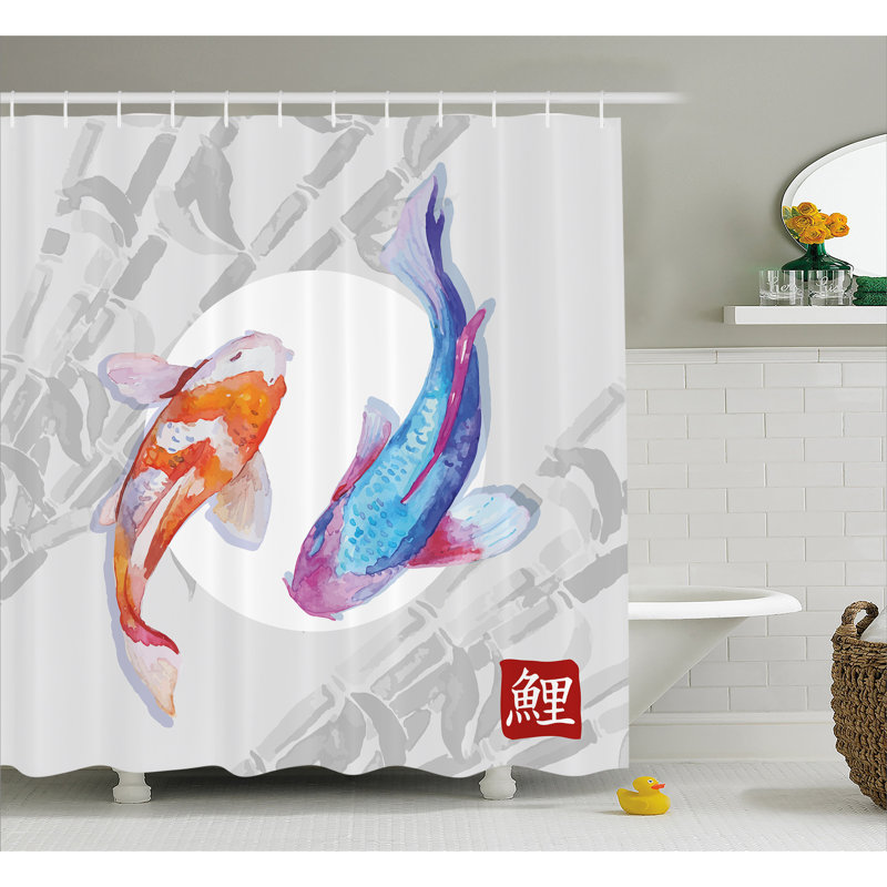 Rideau de douche Couple Koi, H 69 po x l 105 po