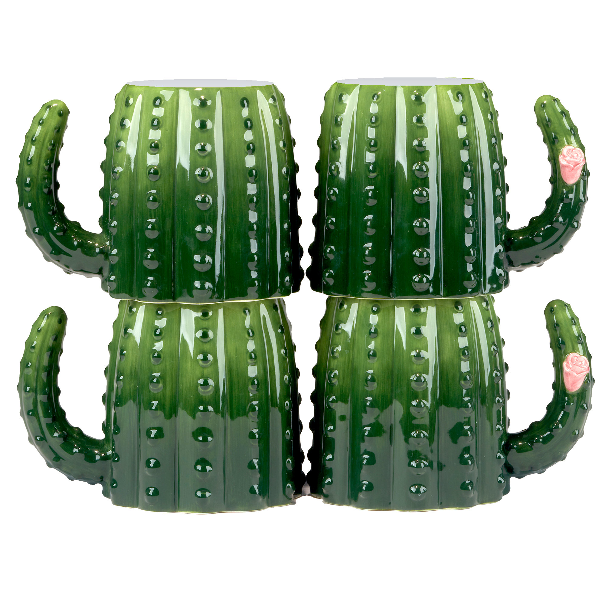Certified International Cactus Verde 3-D Set of 4 Mugs 5.5in x 4.25in x ...