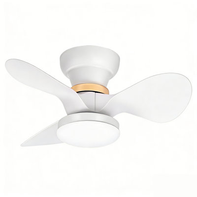 FIMEI 24” Straight 3 Blades Flush Mount Modern Ceiling Fan with Dimmable LED Light Kit,RC,Reversible Blades,6 Speeds