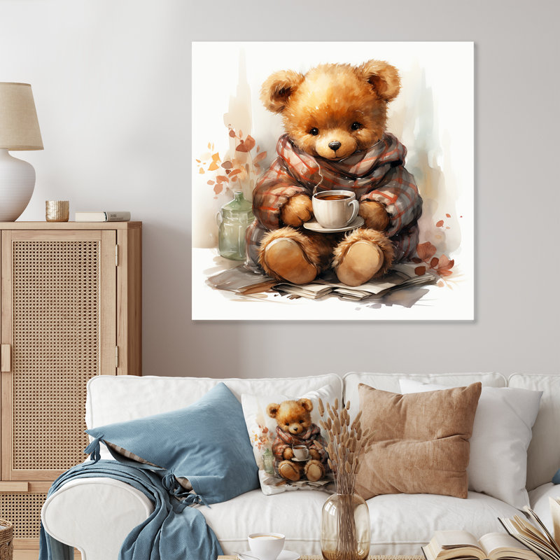 Hiver chambre de bébé ours en peluche III - Art mural en métal ours de chambre de bébé, H 16 po x l 16 po