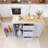 50" Rubber Wood Countertop Kitchen Cart With Spice Rack & Towel Rack-1683567060