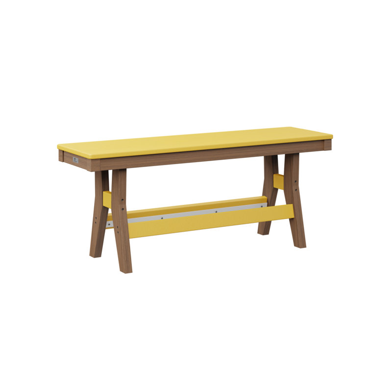 Banc portatif Berlin de 44 po, Sunburst Yellow/Antique Mahogany, 18" H x 44" W x 12.5" D