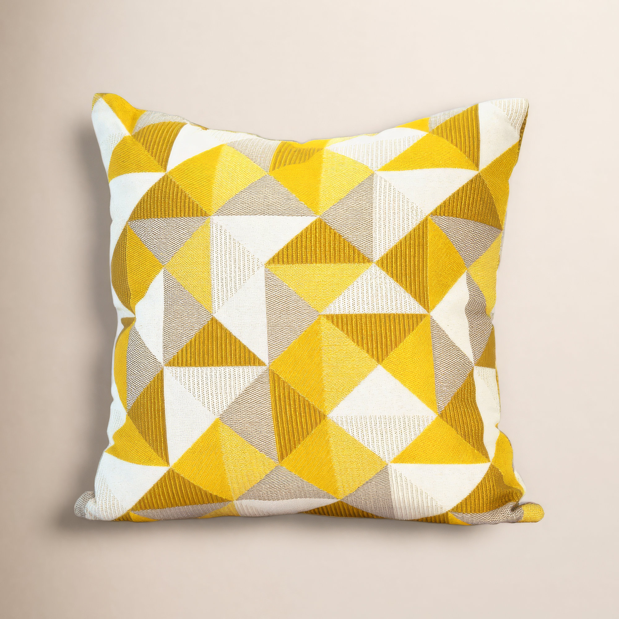Pacifica Geometric Indoor/Outdoor Throw Pillow, 24" x 24", Ruskin Yellow