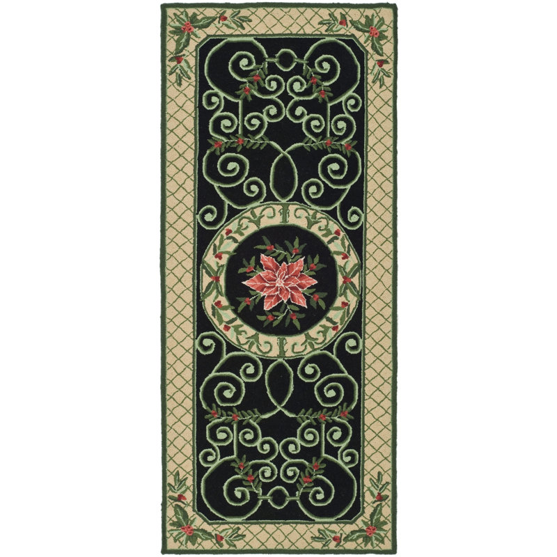Brayton Hand Hooked Wool Floral Rug, Runner 2'6" x 6'