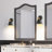 1-Light Black Metal Cone Wall Sonce Bathroom Vanity Light with Anqitue Brass Decor