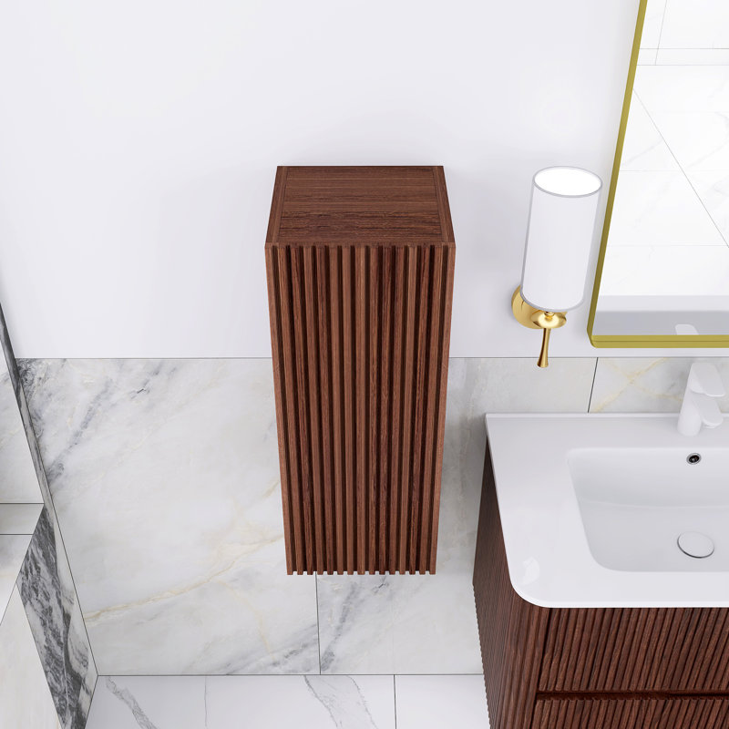 Armoire murale de meuble-lavabo mural 14 "en noyer, H 29,53 po x l 13,78 po x P 13,78 po, Noyer
