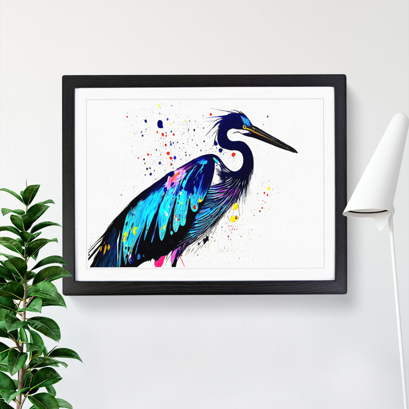 Splashed Heron Bird Vol.1 Abstract, Black, 25cm H x 34cm W x 2cm D