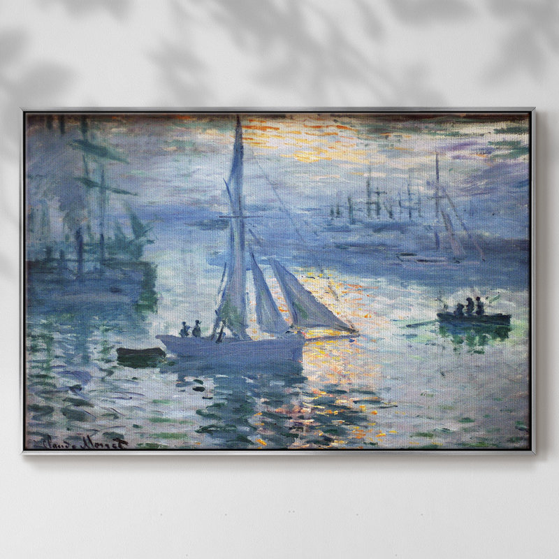 Monet, reproduction d'art encadrée sur toile par Claude Monet, H 25 po x l 37 po x P 2 po, Argent