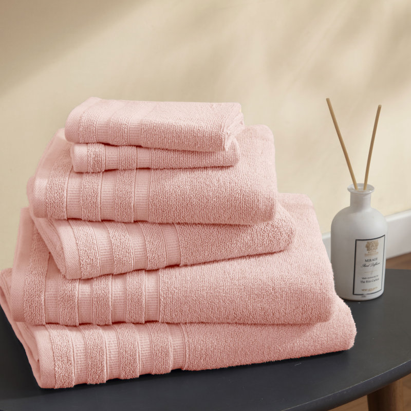 Ensemble de serviettes 6 pièces 100% coton Sömn Quick-Dry - qualité hôtel, économique, absorbant, Rose