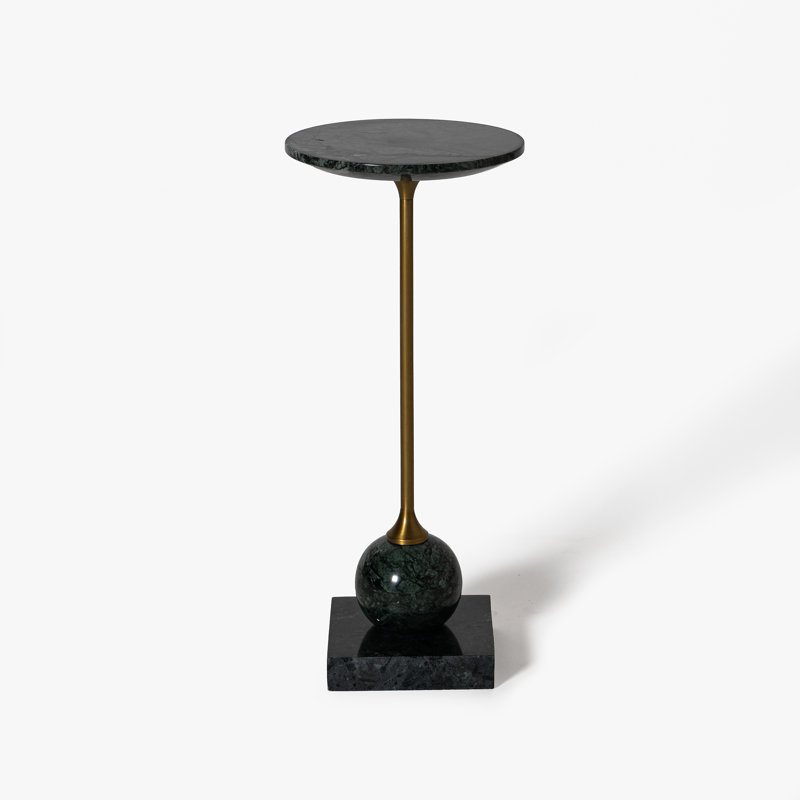 Laura Round Marble Drink Table, Green