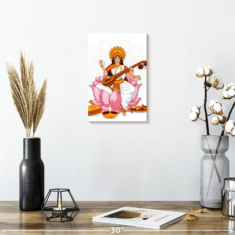 Déesse Adella Saraswati, H 12 po x l 8 po