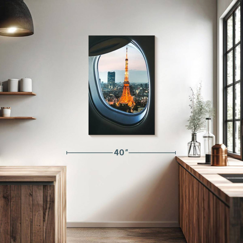 Aime Tokyo Tower Plane Window View, 36" H x 24" W
