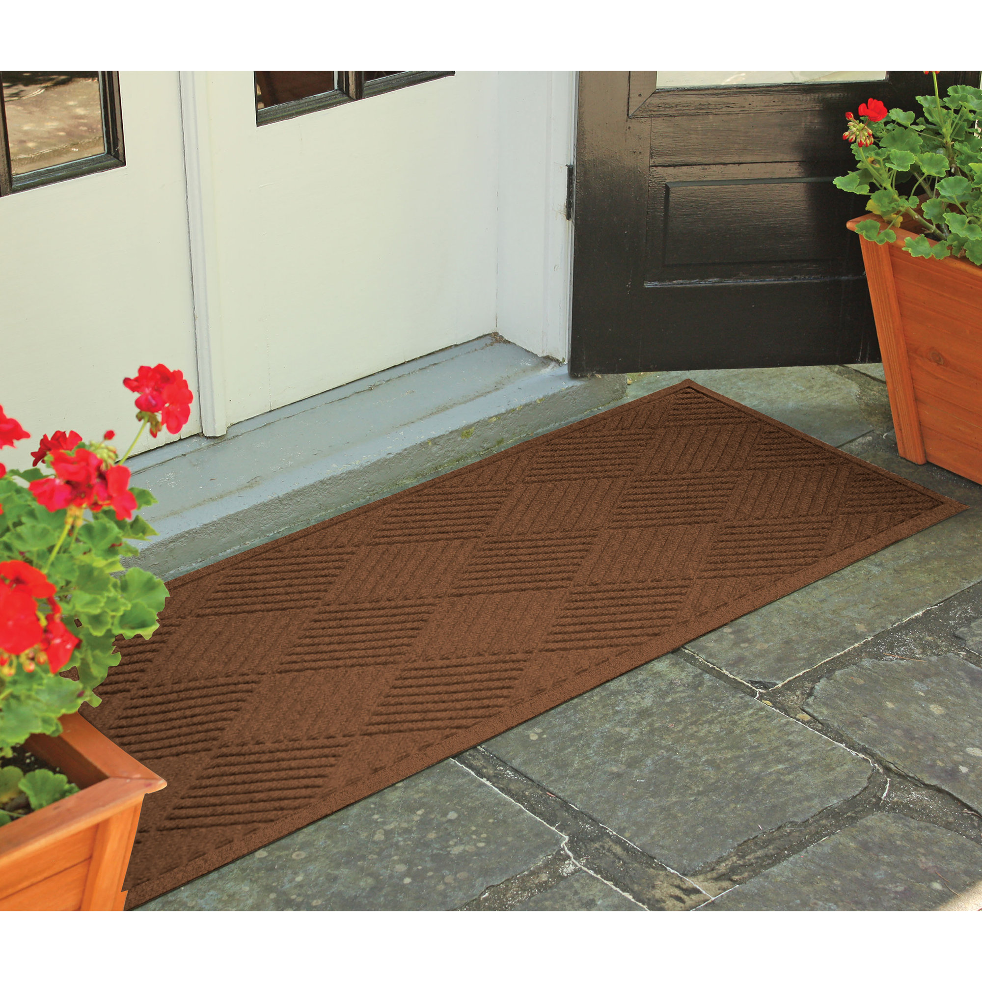 Waterhog Diamonds Indoor Outdoor Doormat, Runner 22" W x 60" L, Navy