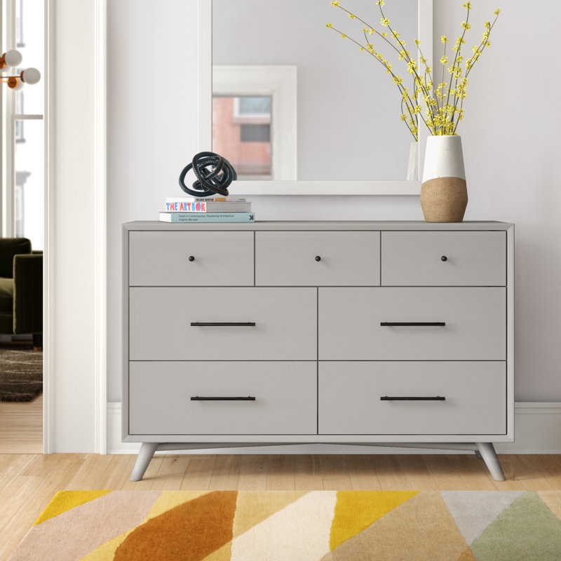 Commode double 7 tiroirs Ralph, Gris