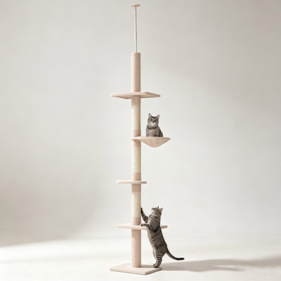 Adjustable Height Floor to Ceiling Cat Tree, Vertical Cat Climbing Tower for Indoor Cats