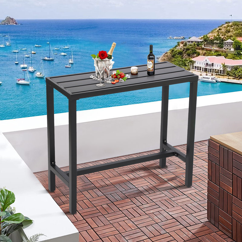 Counter Height 36.97'' Iron Bar Table, Black, 15.6" W x 46.8" L