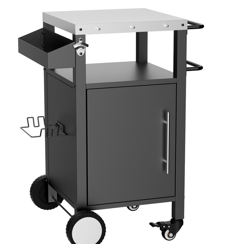 Chariot barbecue avec roulettes verrouillables