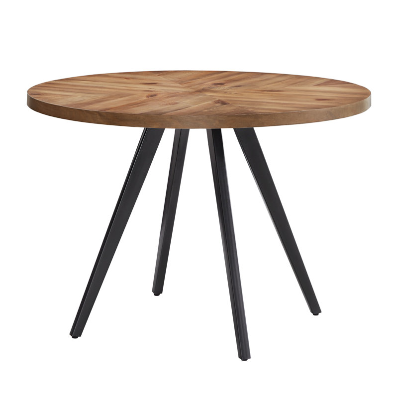 Moeller Pine Round Metal Base Dining Table