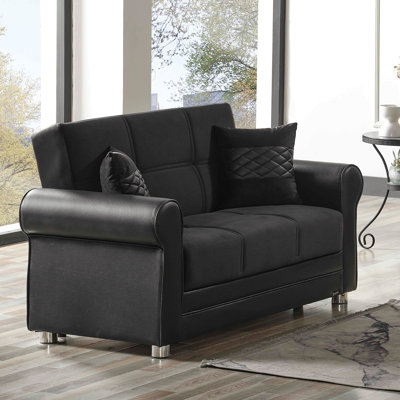 Upholstered Convertible Loveseat With Storage, Polyester