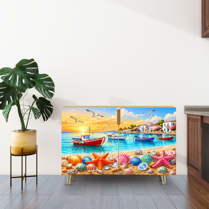 Buffet avec rangement Coastal Sunset Starfish Shells