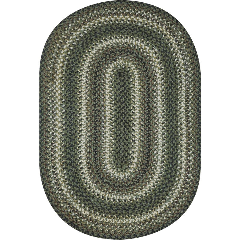 Damiesha Braided Jute Non Shedding Reversible Primitive Green Rug, Oval 2' x 3'