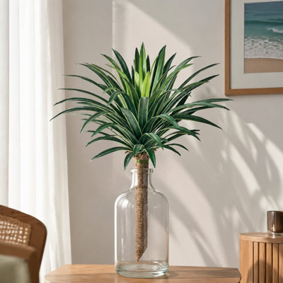 Bouquet d'épouvantail artificiel 26 po / tige simple agave - toutes les séries Green / White Edge / Yellow Edge, plante artificielle décorative intérieure et extérieure, sans entretien et résistante aux UV, 2 pièces / ensemble