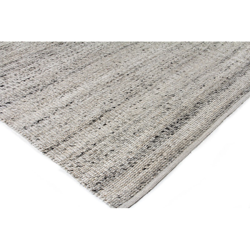 Hesse Hand-Loomed Polyester/Cotton Light Silver Area Rug, Rectangle 10' x 14'