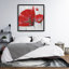 Three Red Flowers on Gray Background - Romantic Canvas Art