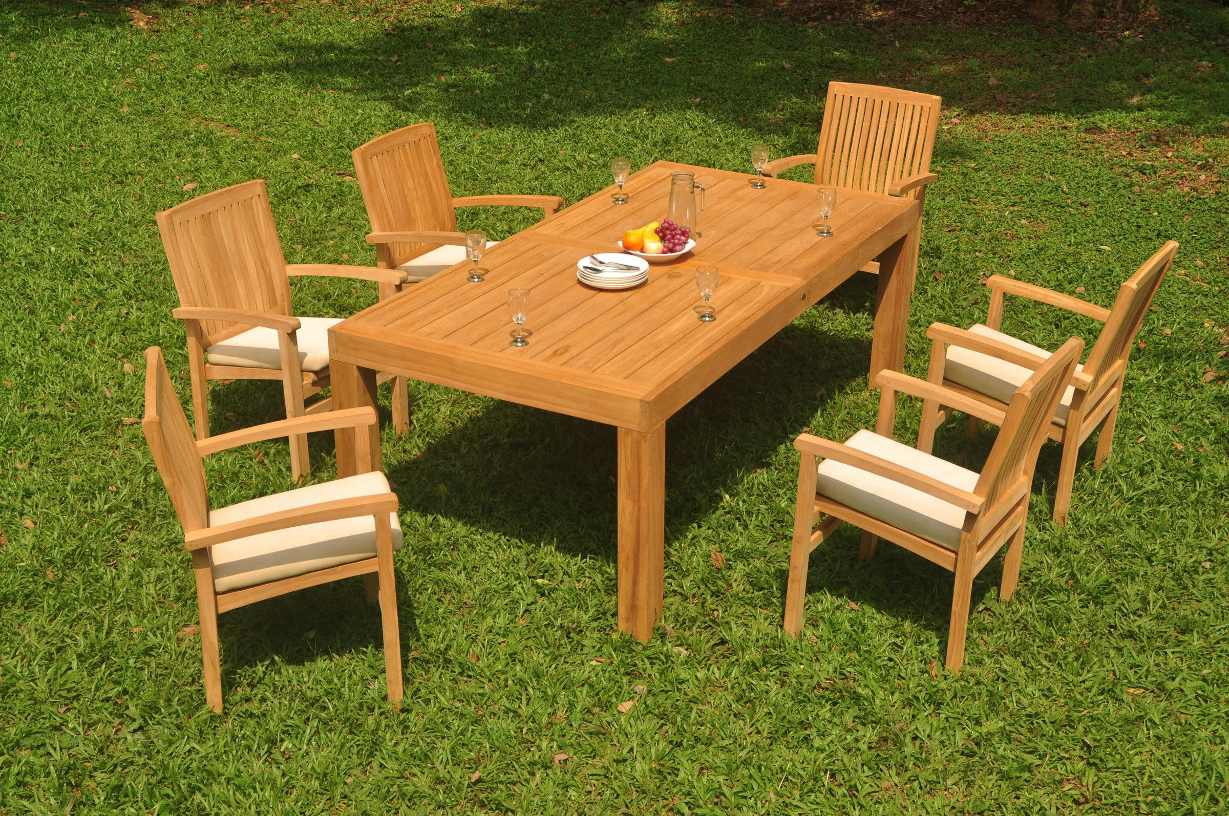 Rosecliff Heights Dorland 6 - Person Rectangular Teak Outdoor Dining ...