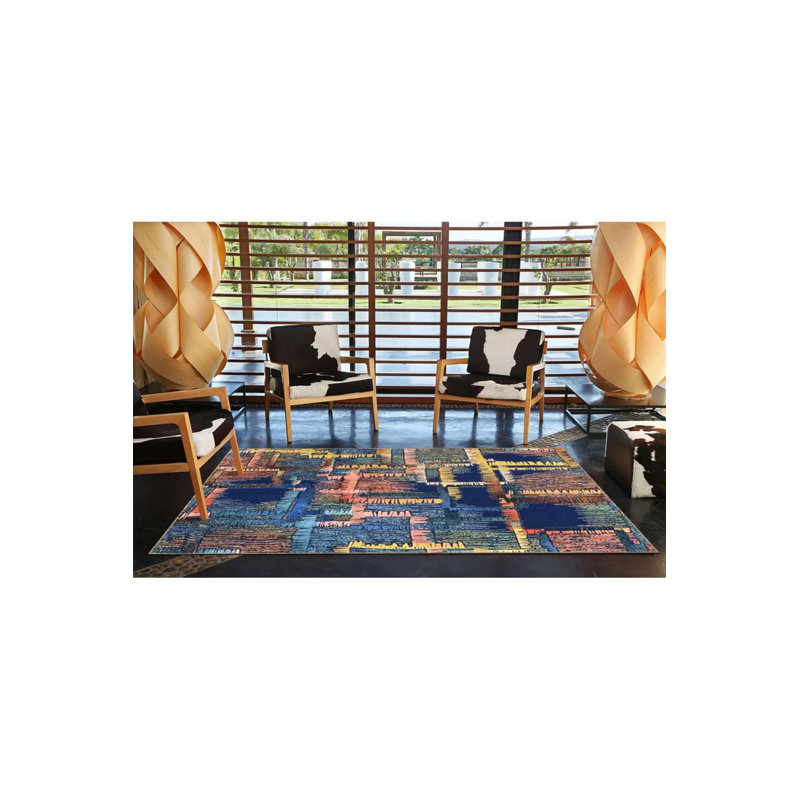 Creative Geometric Woven Based Washable Carpet, Rectangle 5'2" x 7'7"