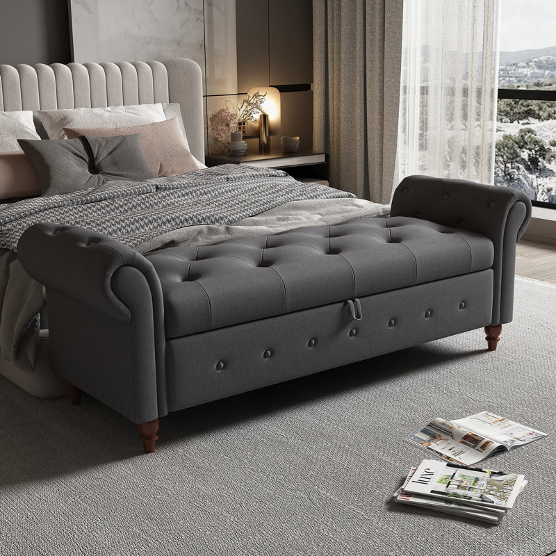 Banc de lit 63 po capitonné, Dark Grey