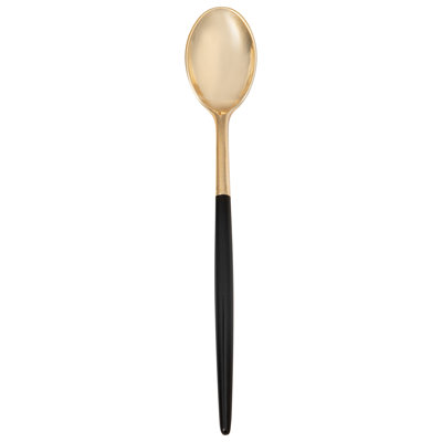 Restaurantware-Moderna 7.75 Inch Fancy Flatware, 50 Durable Plastic Flatware - With Black Handle For Grip, Heavy-duty, Gold Plastic Spoons, Easily Disposable Or Restaurants