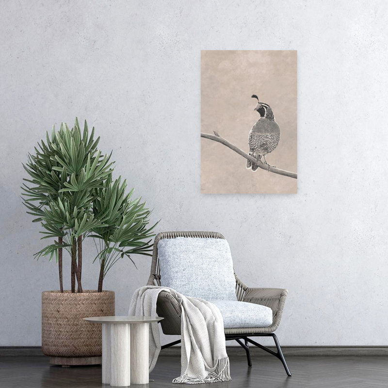 Croquis de caille, art d'oiseau contemporain, H 24 po x l 16 po
