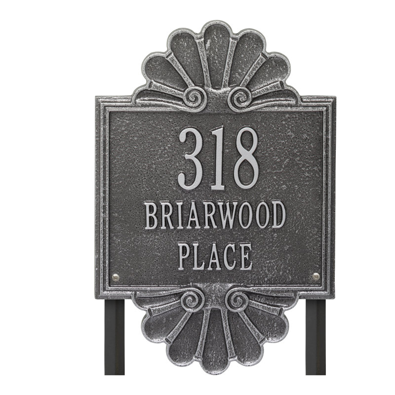 Signature Series 3-Line Lawn Address Sign, Gray, smoke Gray, Yes