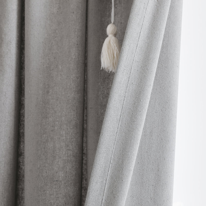 Cotton Blend Semi Sheer Curtain Single Panel, 52"W x 84"L, Dark Gray
