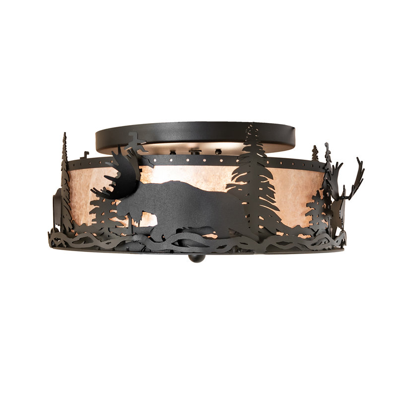 2 - Light Flush Mount, Textured Black