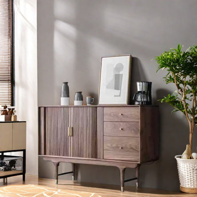 Walnut Color Solid Wood Accent Cabinet